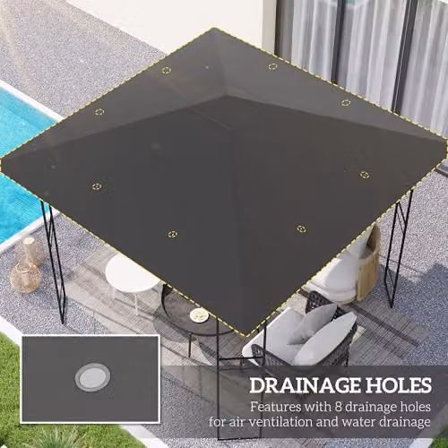Outsunny Grey Polyester Gazebo Canopy Replacement Cover with UPF 50+ Protection – 4