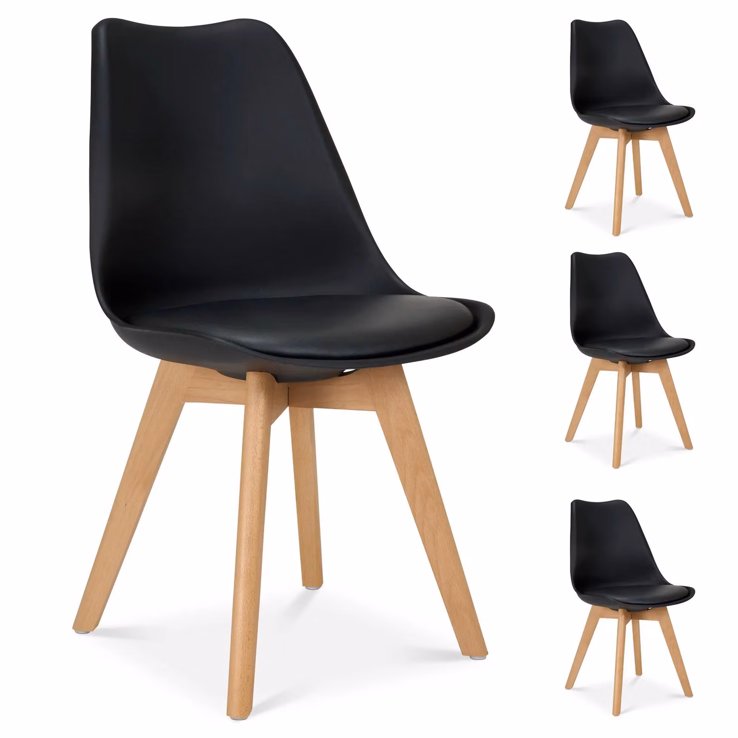Bravich LTD Rocco Tulip Dining Chair Set of 2 in Black Synthetic Leather – 3