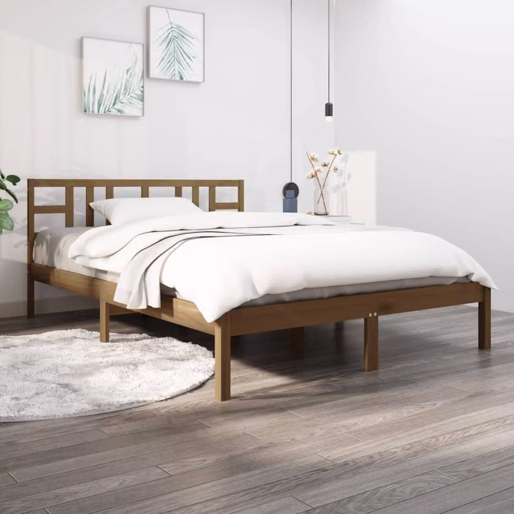 Berkfield Home Solid Wood Pine Bed Frame, Brown, 200 x 200 cm – 2