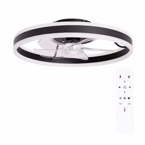 ValueLights Infinity Black Wave Integrated LED Ceiling Fan with Remote Control, 50 cm