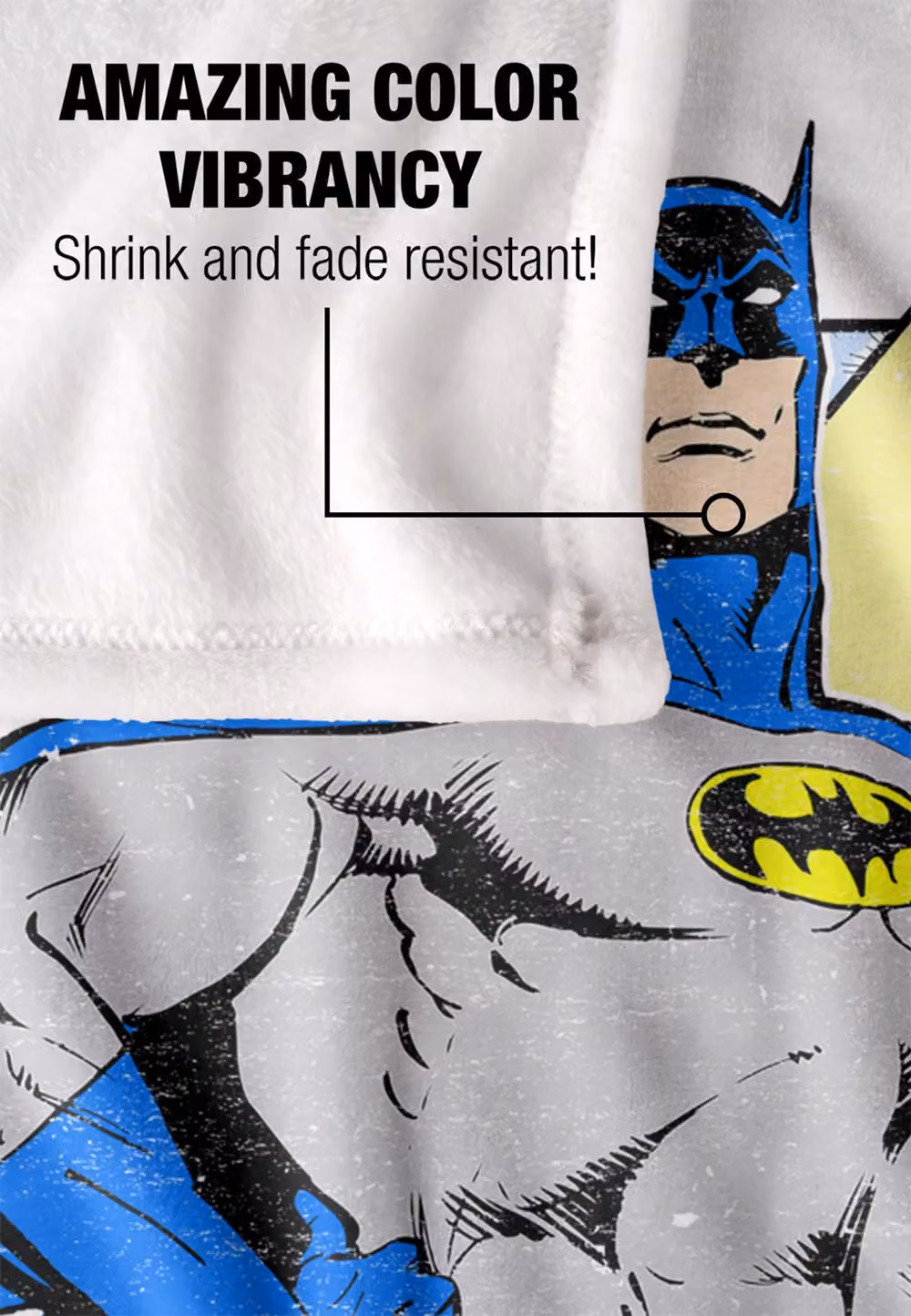 DC Comics Batman Out of The Pages Blanket, White and Multicolour, W: 152 cm, D: 127 cm – 3