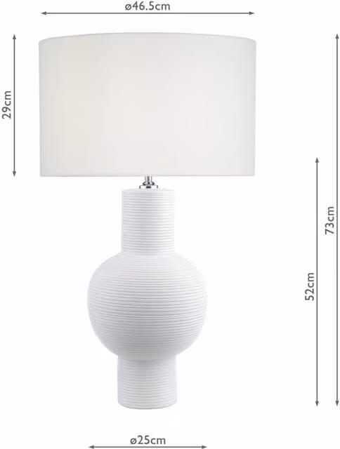 Dar KIA422-PYR182 Modern White Ceramic and Fabric Tabletop Lamp