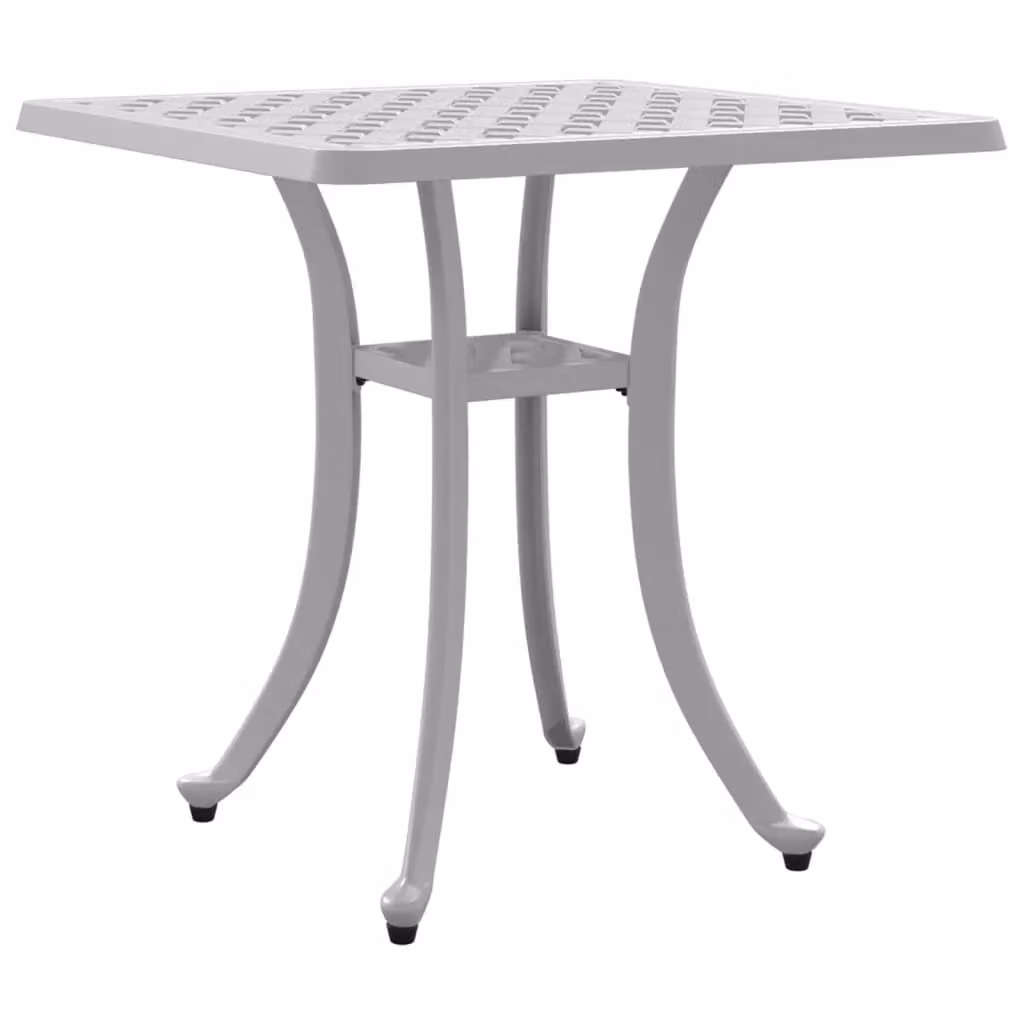 Berkfield Home White Cast Aluminium Garden Table, W/D/H: 53 x 53 x 53 cm – 2