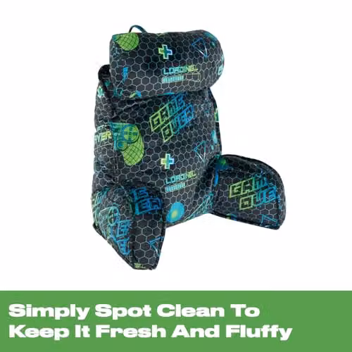 OHS Cuddle Cushion with Head Rest and Arms, Soft Contoured Back and Neck Support Reading Pillow for Adults and Kids, Blue, Green or Multicolour – 4