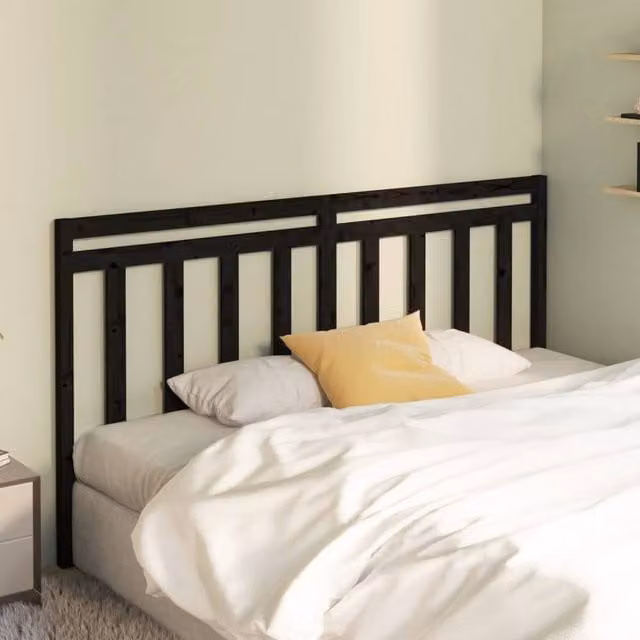 Berkfield Home Beautiful Black Solid Wood Pine Bed Headboard, W: 206 cm, D: 4 cm, H: 100 cm – 1