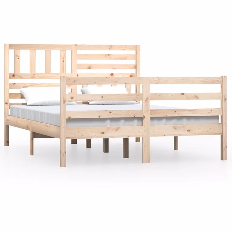 Berkfield Home Small Double Solid Wood Pine Bed Frame, Brown, W/D/H: 120 x 200 cm