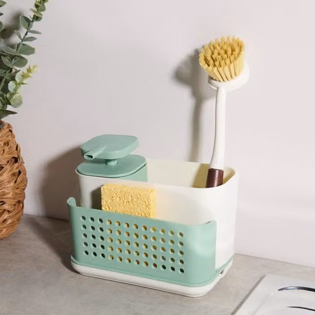 Kitchen Master Countertop Caddy with Drip Tray in Beige and White