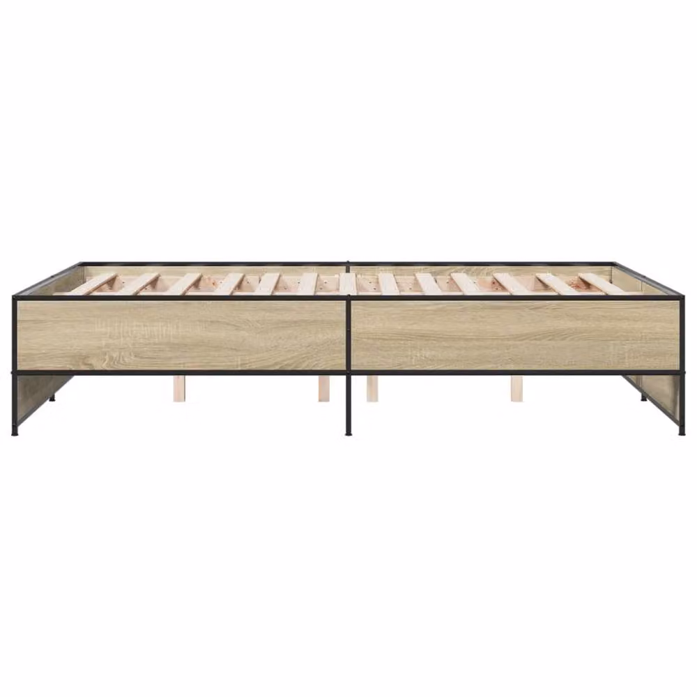 Berkfield Home Durable Bed Frame in Sonoma Oak and Beige, W/D/H: 120 x 200 cm – 3
