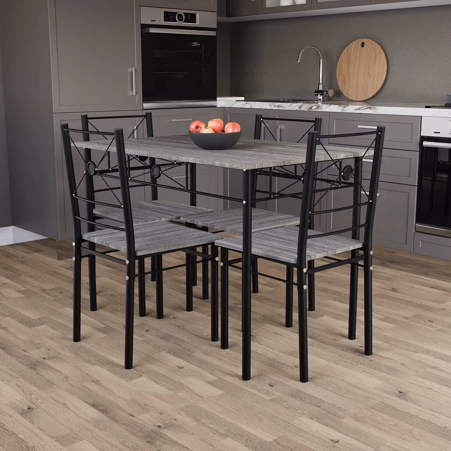 Vida Designs Roslyn 4 Seater Dining Set in Dark Grey – 5