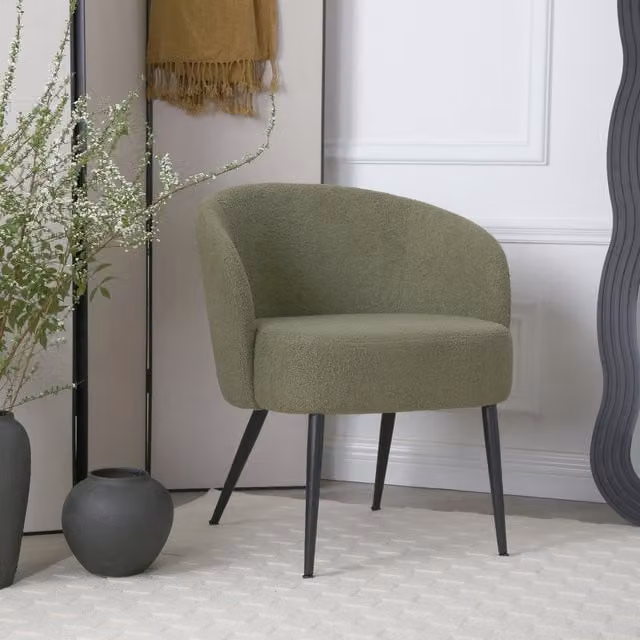 Home Garden Direct Comodo Armchair in Green Bouclé Fabric