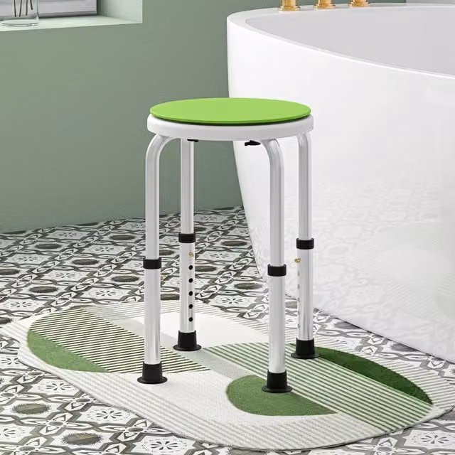 HOMCOM 360 Degree Swivel Shower Stool with Non-Slip Feet and Height Adjustable Legs in Green