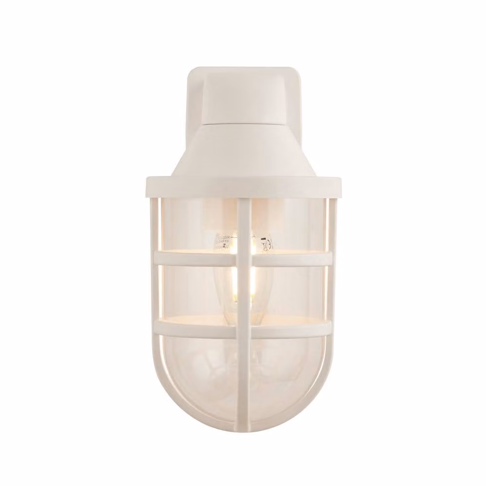 Lighting Collection Dockside White Maritime Outdoor Wall Lantern with Transparent Glass – 2