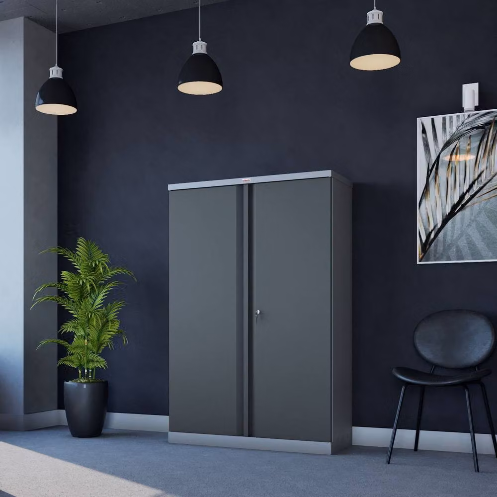 Phoenix Safe Company Steel Storage Cupboard in Anthracite Grey with Key Lock, H 140 cm x W 90 cm x D 30 cm – 3