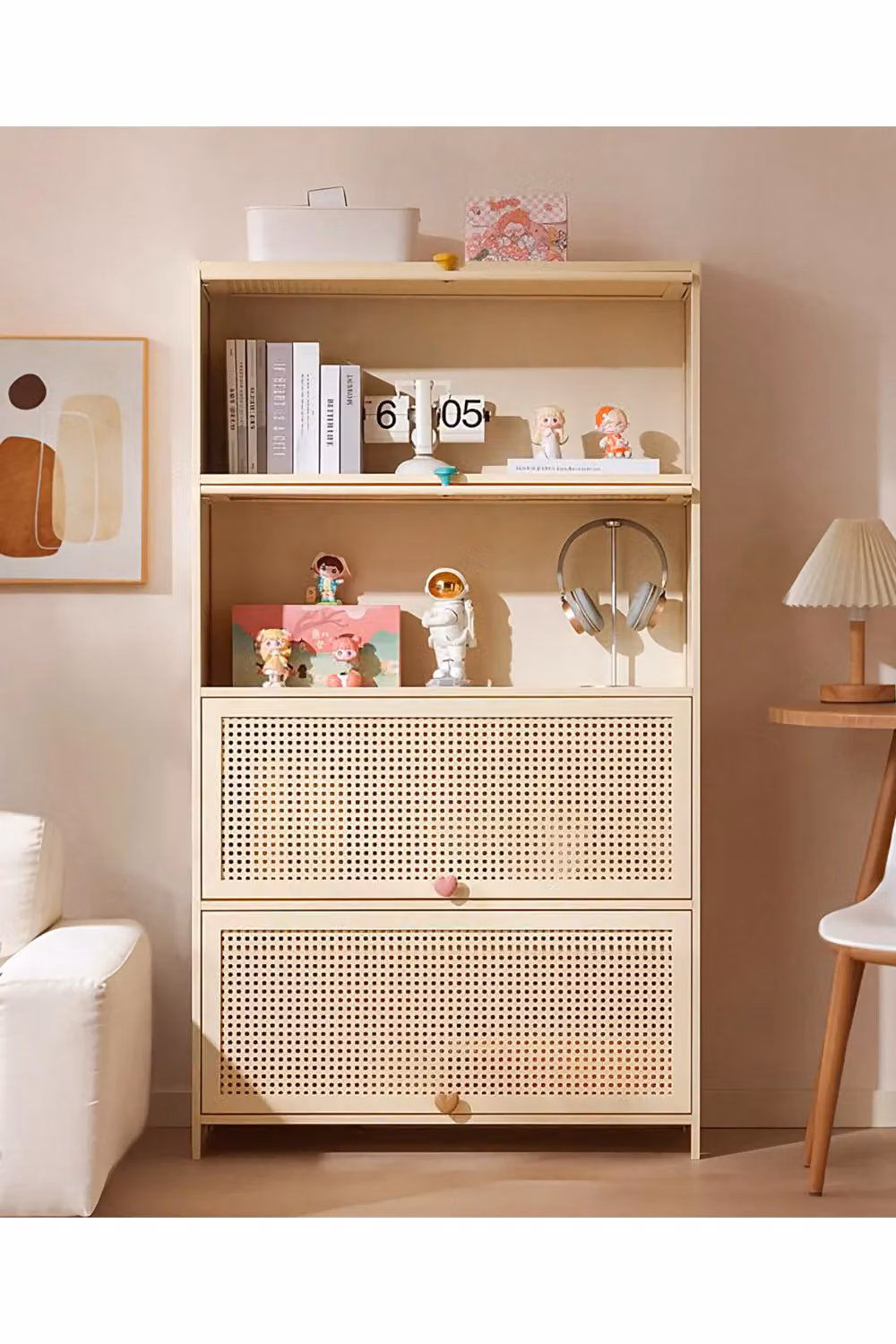 Living and Home Bamboo Freestanding Sideboard Storage Cabinet in White – 2