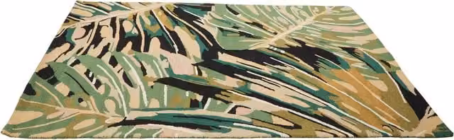Orsina Moyo Green Multicolour Floral Hand-Tufted Wool and Cotton Rectangular Rug