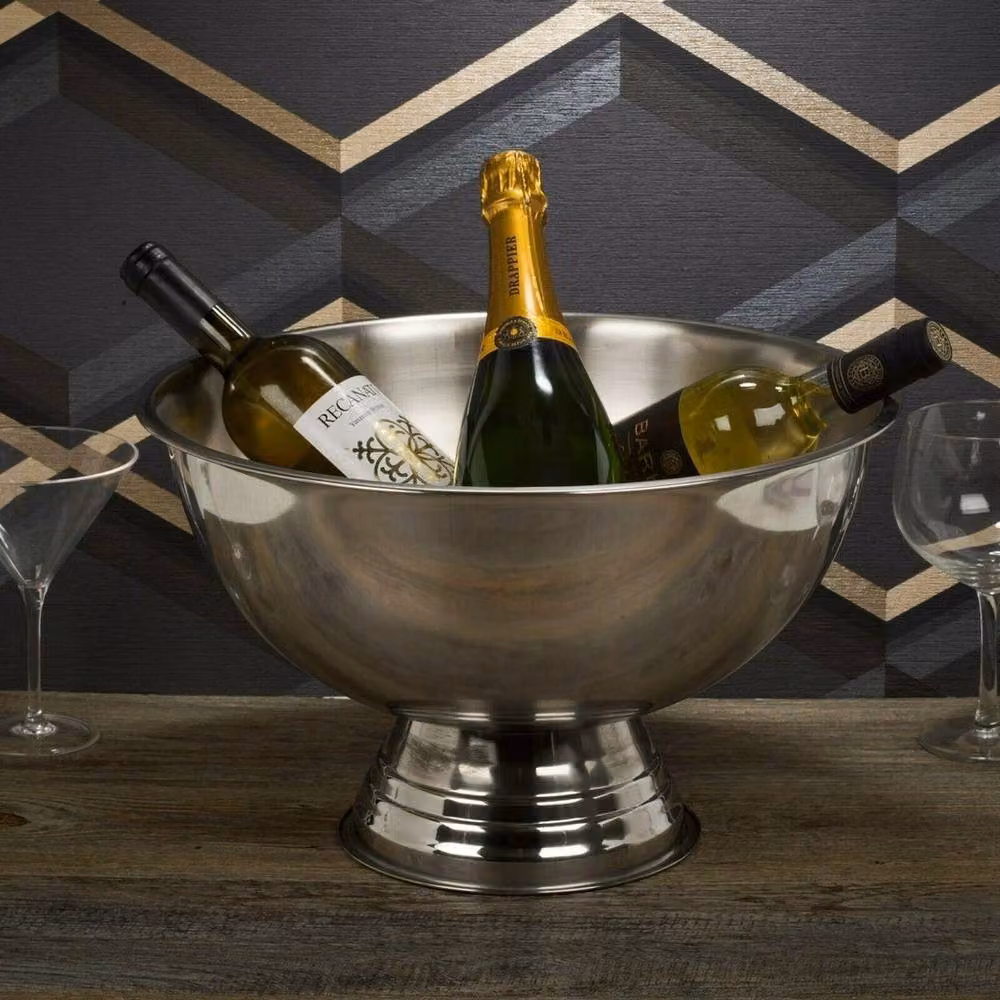 VOGREX Large Stainless Steel Party Bowl in Silver – 3