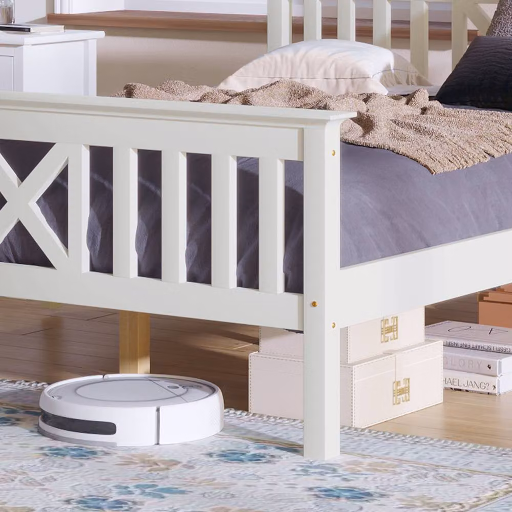 STILVORA Modern Single Bed Frame with Drawers, White, W/D/H: 90 x 190 x 82.5 cm – 4