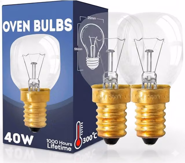 Tanness 2 Pack 40W Pygmy Oven Bulbs, Warm White, SES E14 Small Edison Screw, Heat Resistant Glass
