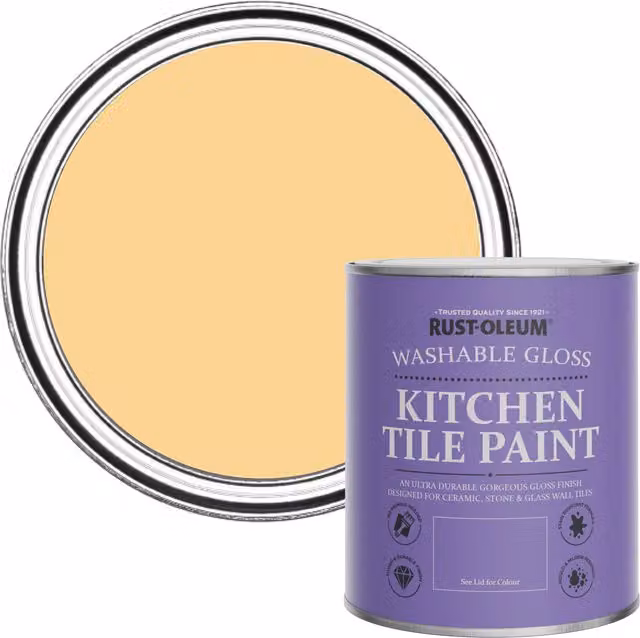 Rust-Oleum Water-Based Kitchen Tile Paint in Gloss Finish, Yellow, 0.75 l