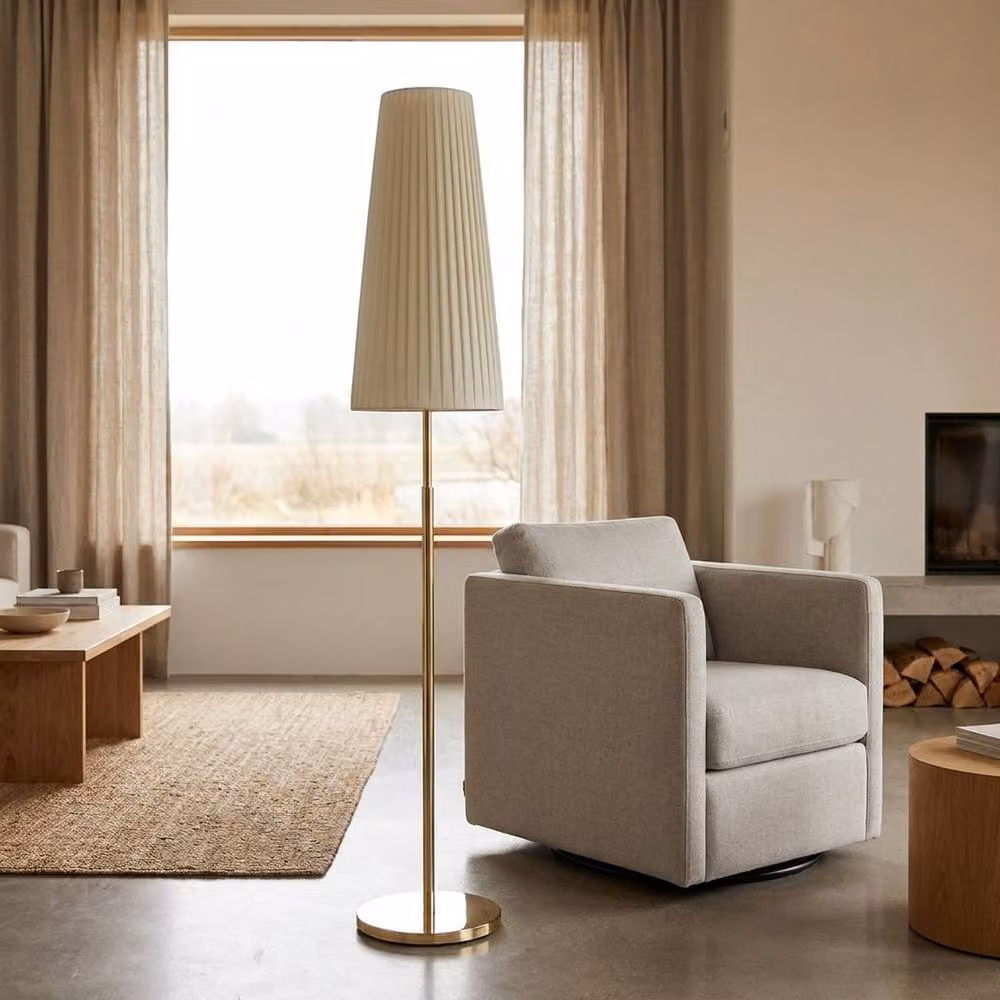 Garden Greatness Blanc Contemporary Pleated Floor Lamp in White and Chrome – 2