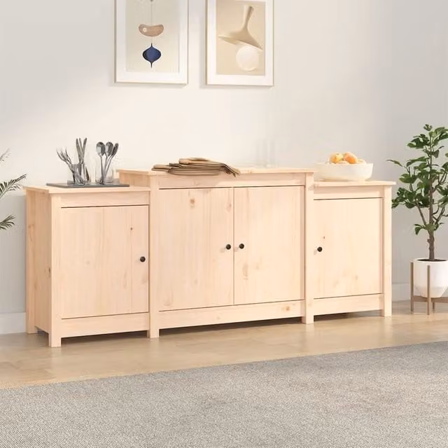 Berkfield Home Rustic Solid Wood Pine Sideboard in Brown, W/D/H: 164 x 37 x 68 cm – 1