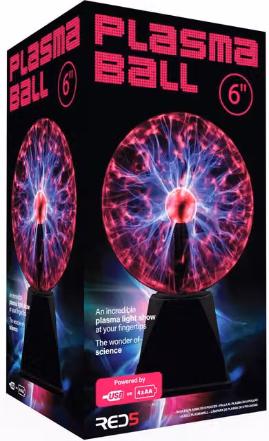 RED5 6 inch Black Plasma Ball with USB