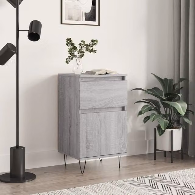 Berkfield Home Grey Sonoma Sideboard in Engineered Wood, W/D/H: 40 x 35 x 70 cm