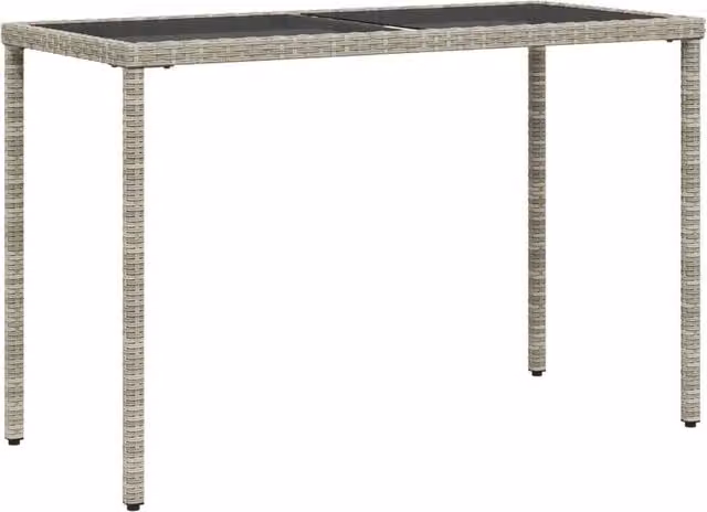 Berkfield Home Rectangular Garden Table with Glass Top in Light Grey, W/D/H: 115 x 54 x 74 cm – 1