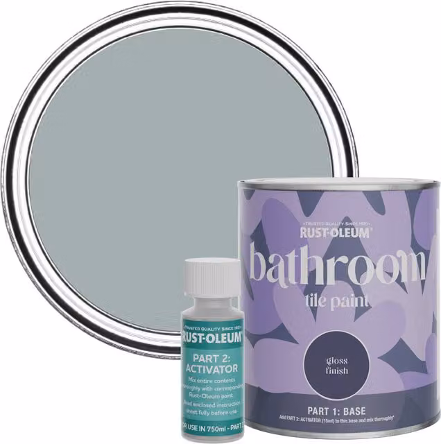 Rust-Oleum Bathroom Tile Paint in Gloss Finish, Mineral Grey, 0.75 l