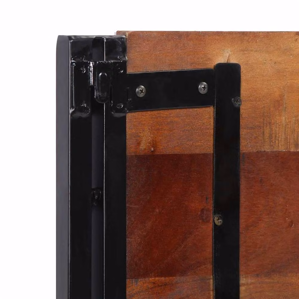 Berkfield Home Industrial Headboard in Brown Reclaimed Solid Wood and Iron, Width: 200 cm – 4