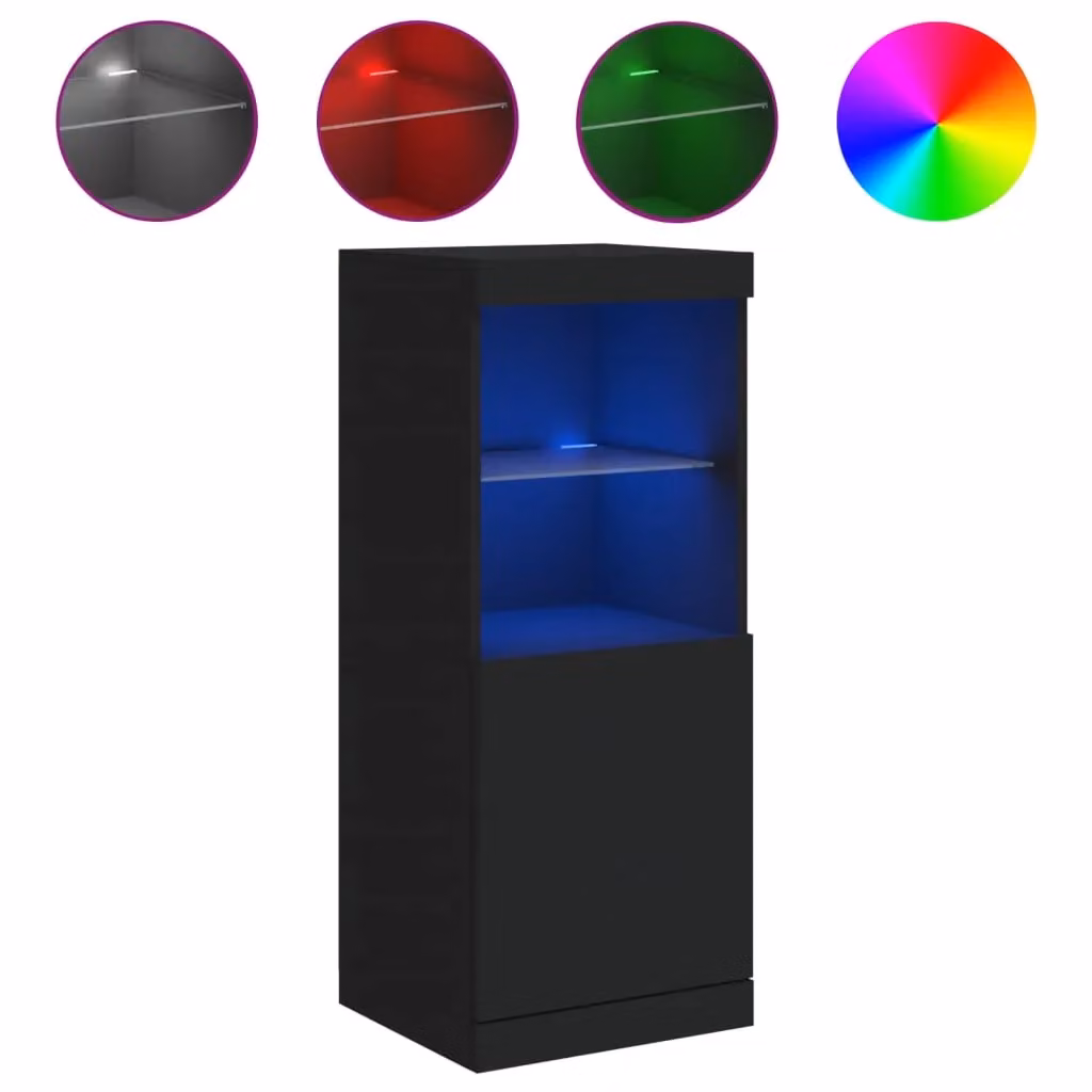Berkfield Home Modern Black Sideboard with Integrated LED Lights, W/D/H: 41 x 37 x 100 cm – 2