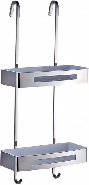 Bagno Stainless Steel 2 Tier Hanging Shower Caddy Bathroom Storage in Silver