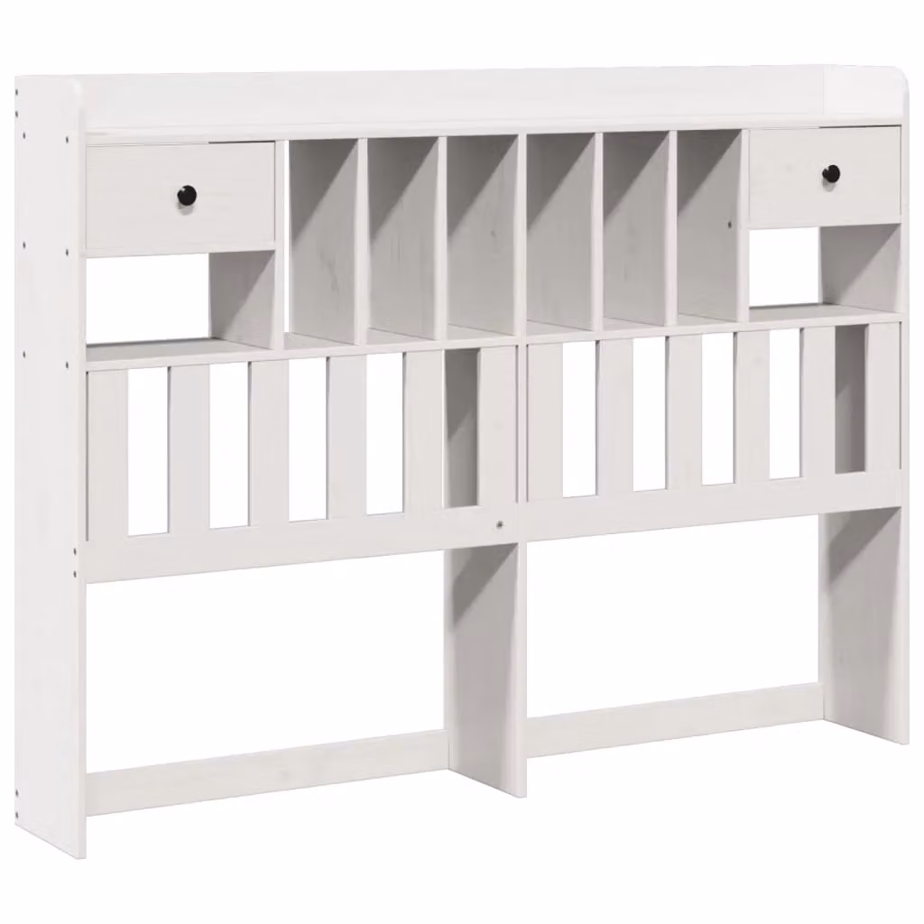 Berkfield Home White Solid Wood Pine Headboard with Integrated Nightstands and Shelf, 150 cm – 2