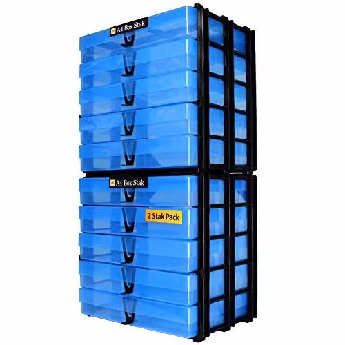 WestonBoxes A4 Craft Storage Unit with 2 Blue Boxes, W/D/H: 55.0 x 30.4 x 32.5 cm – 2