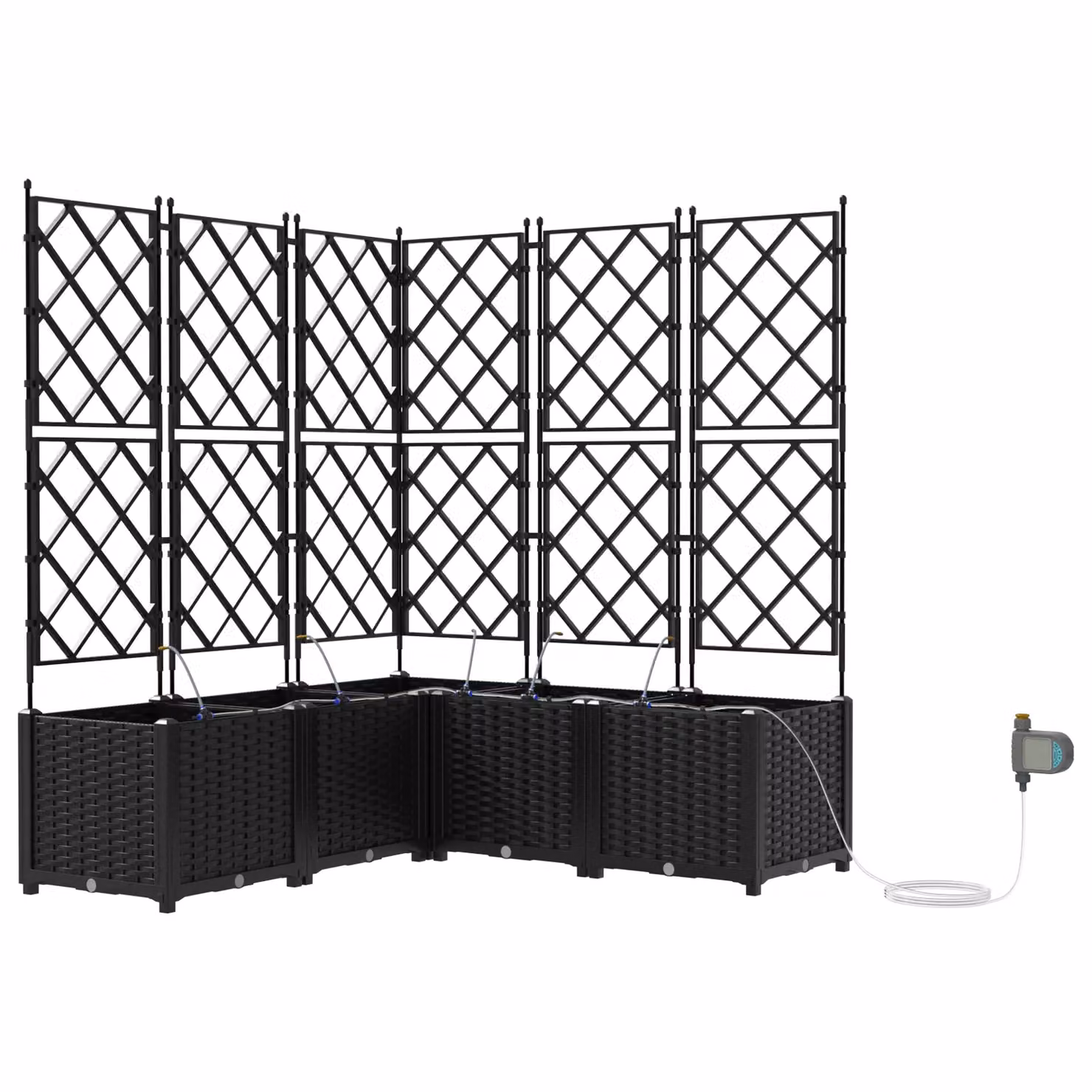 Berkfield 5 Piece Black Garden Planter Set with Water Irrigation System – 2
