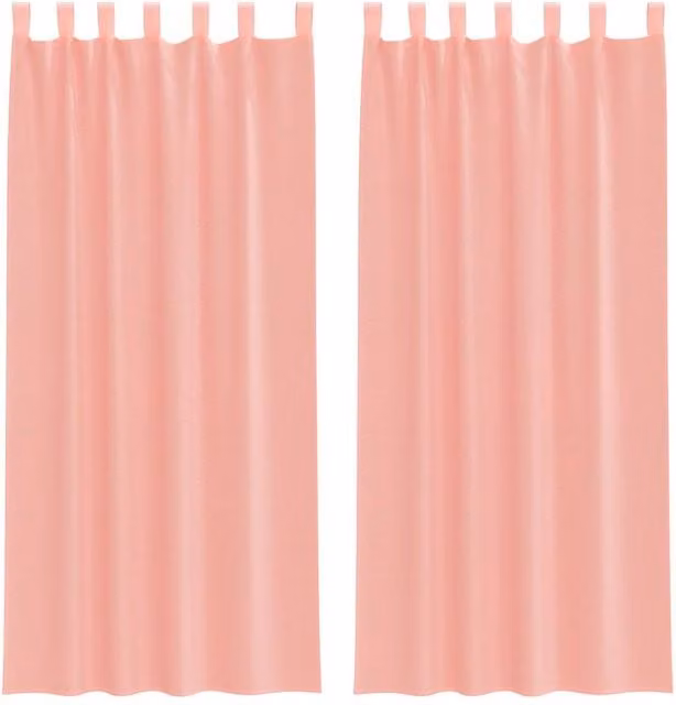 Berkfield Home Pink Voile Fabric Panel Curtains with Tabs, 2 Pack, W: 140 cm, H: 245 cm
