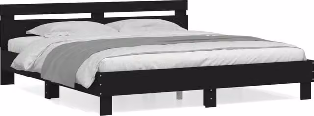 Berkfield Home Modern Black Engineered Wood Bed Frame, W/D/H: 200 x 200 cm – 1