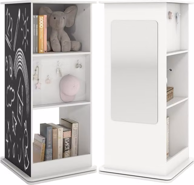 Costway Kids Spinning Corner Bookcase in White