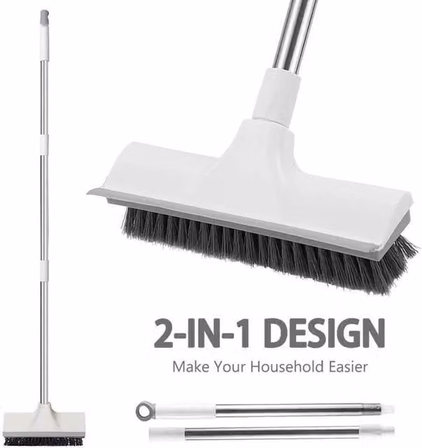 SPETLEK Long Floor Scrubbing Brush with Long Handle in White – 1