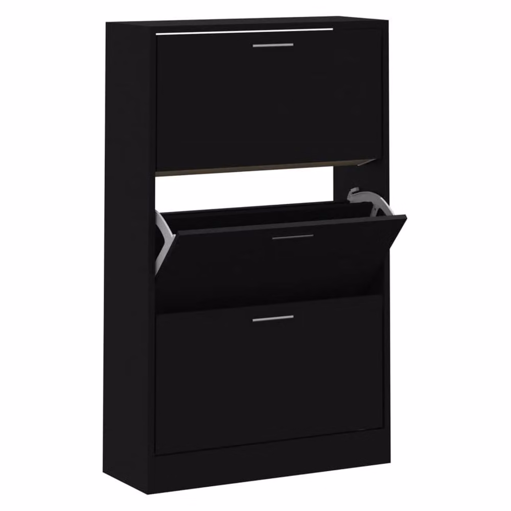 Berkfield Home Black Modern Shoe Cabinet in MDF, W/D/H: 63 x 24 x 103 cm – 3