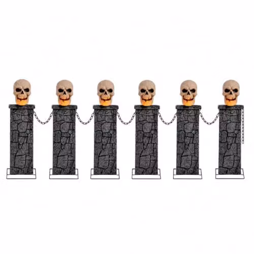 Pack of 2 Samuel ALEXANDER Battery Powered Light Up Halloween Skull Fence with Multicolour LEDs, H 90 cm x W 120 cm – 3