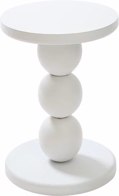 Nordlys Round Wooden End of Sofa Table in White and Brown – 1