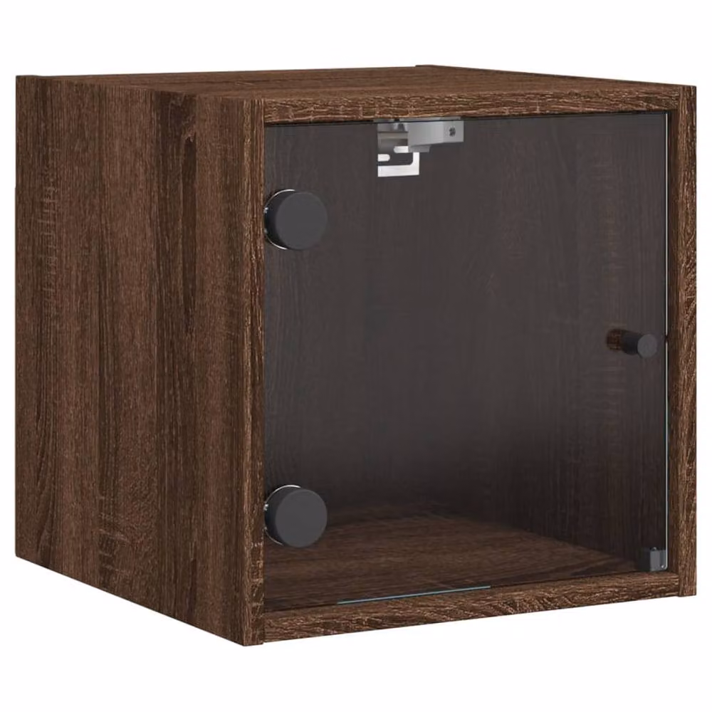 Berkfield Home Elegant Bedside Cabinet in Brown Oak with Glass Doors, W/D/H: 35 x 37 x 35 cm – 2