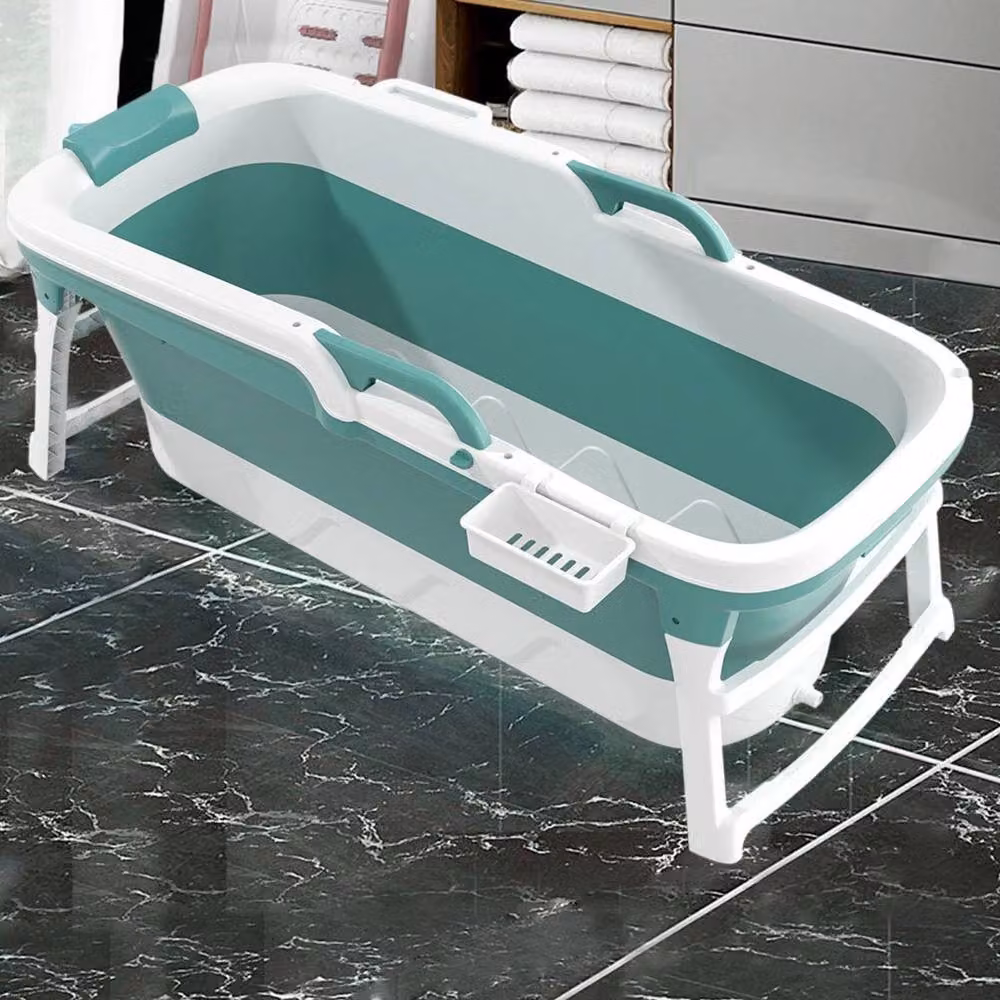 Hinsinc XL Collapsible Portable Adult Shower Bathtub in Green, H 152 cm x W 100 cm x D 52 cm – 3