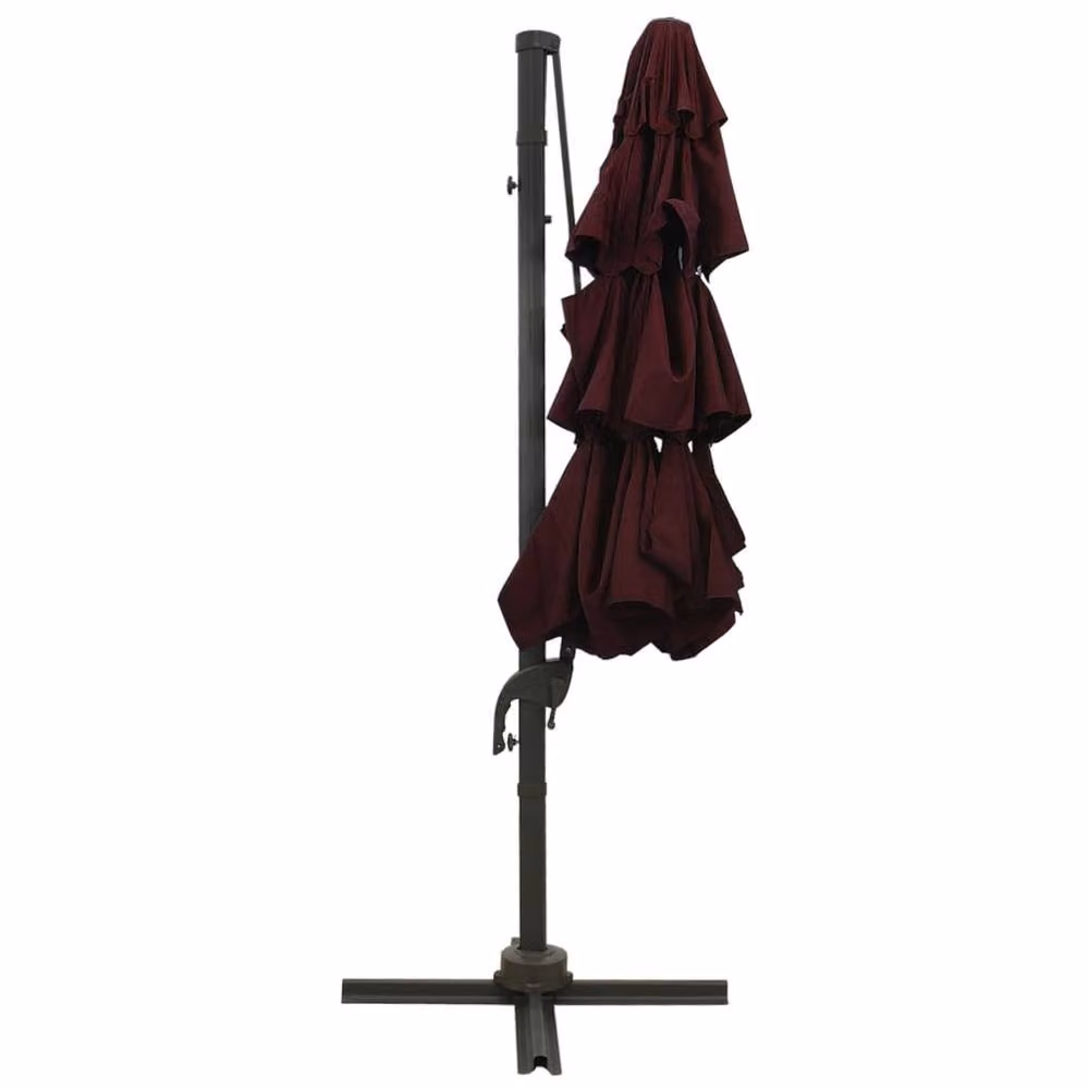 Berkfield Home 4-Tier Parasol with Aluminium Pole, Burgundy Red, W: 300 cm, D: 300 cm, H: 247 cm – 3