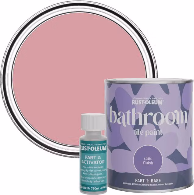 Rust-Oleum Bathroom Tile Paint in Satin Finish, Dusky Pink, 750ml