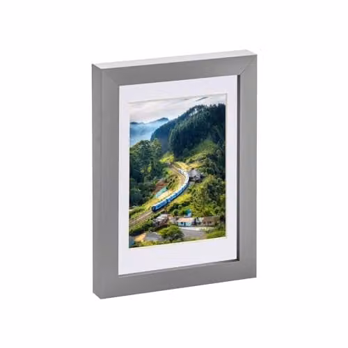 Nicola Spring Single Rectangular Photo Frame in Grey with White Mount, 10 x 15 cm – 1