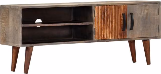 Berkfield Home Modern Grey Mango Wood TV Cabinet W/D/H: 130 x 30 x 46 cm – 1