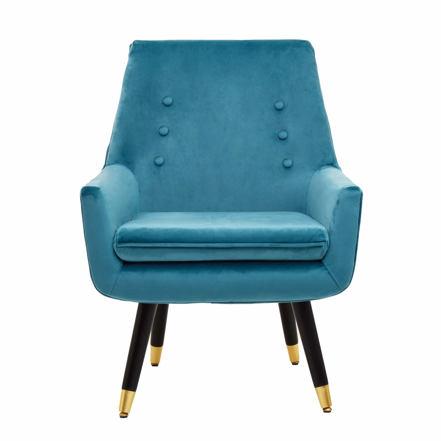 Orsina Midnight Green Velvet Accent Armchair with Rubberwood Legs