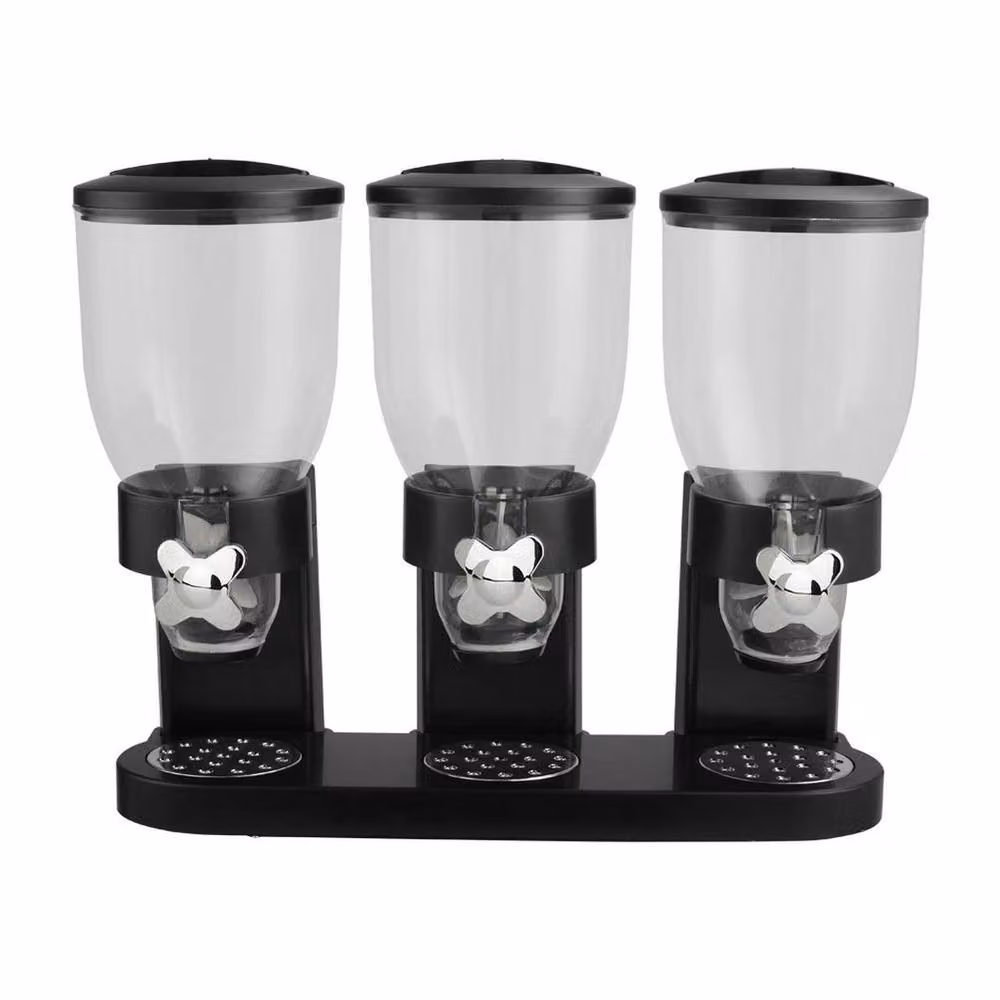 Kelvenix 6L Triple Cereal Dispenser Airtight Dry Food Storage Container in Black and Transparent – 2